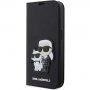 Karl Lagerfeld Saffiano Karl and Choupette NFT flipové pouzdro pro iPhone 14 Pro - černé