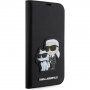 Karl Lagerfeld Saffiano Karl and Choupette NFT flipové pouzdro pro iPhone 14 Pro Max - černé