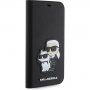Karl Lagerfeld Saffiano Karl and Choupette NFT flipové pouzdro pro iPhone 11 - černé