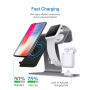Bestand 3v1 nabíjecí stojánek pro iPhone / AirPods s prostorem na nabíječku pro Apple Watch - šedý
