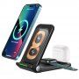 3v1 multifunkční bezdrátový skládací stojánek pro iPhone / Apple Watch / AirPods - černý
