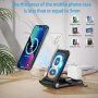 3v1 multifunkční bezdrátový skládací stojánek pro iPhone / Apple Watch / AirPods - černý