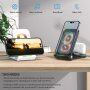3v1 multifunkční bezdrátový skládací stojánek pro iPhone / Apple Watch / AirPods - černý