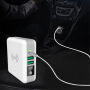 Nabíječka / powerbanka s výměnnými zástrčkami (AU / UK / US / EU) a bezdrátovým nabíjením - 6700mAh - bílá