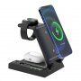 6v1 bezdrátový stojánek s porty USB-C / USB-A a Lightning kabelem pro iPhone / Apple Watch / AirPods - 15W - černý