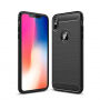 Odolný kryt ve stylu broušeného karbonu pro iPhone XS Max - černá