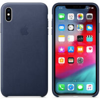 Originální Apple kožené pouzdro pro iPhone XS Max - půlnočně modrá