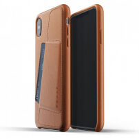 Mujjo Full Leather Wallet pouzdro pro iPhone XS Max - žlutohnědé