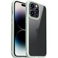 Nárazuvzdorný transparentní kryt s karbonovou texturou pro iPhone 14 Pro Max - zelený