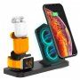 3v1 bezdrátový nabíjecí stojánek pro iPhone / Apple Watch s Lightning konektorem pro AirPods - 10W - černý
