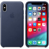 Originální Apple kožené pouzdro pro iPhone XS - půlnočně modrá