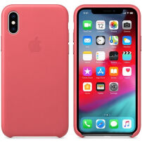 Originální Apple kožené pouzdro pro iPhone XS - pivoňkově růžová