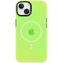 Měňavý kryt s rámečkem kolem čoček a MagSafe pro iPhone 14 - neonově zelený