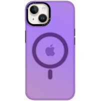 Měňavý kryt s rámečkem kolem čoček a MagSafe pro iPhone 14 - fialový