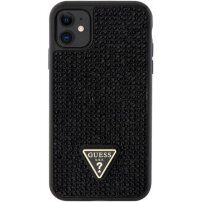 Guess Rhinestones Triangle Metal Logo kryt posázený kamínky pro iPhone 11 - černý