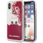 Karl Lagerfeld Peek a Boo Liquid Glitter pouzdro pro iPhone X - červené