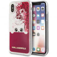 Karl Lagerfeld Peek a Boo Liquid Glitter pouzdro pro iPhone X - červené