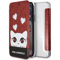 Karl Lagerfeld Valentines Choupette Book pouzdro pro iPhone X - červené
