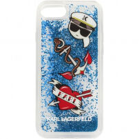 Karl Lagerfeld Captain Karl Hard Case Liquid Glitter pouzdro pro iPhone SE (2020/2022) / 8 / 7 - modré