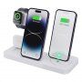 5v1 skládací bezdrátový stojánek pro iPhone / Apple Watch s USB-C a 2x Lightning konektorem pro AirPods - 15W - bílý