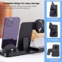 5v1 skládací bezdrátový stojánek pro iPhone / Apple Watch s USB-C a 2x Lightning konektorem pro AirPods - 15W - bílý