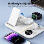 A82 3v1 skládací bezdrátový stojánek s podsvícením a hodinami pro iPhone / Apple Watch / AirPods - 15W - bílý