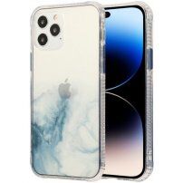 Mramorovaný kryt odolný proti poškrábání pro iPhone 14 Pro - světle modrý