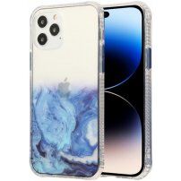 Mramorovaný kryt odolný proti poškrábání pro iPhone 14 Pro Max - modrý