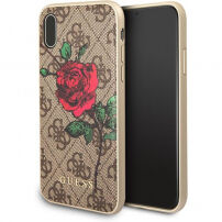 Guess 4G Flower Desire kryt pro iPhone X - hnědý