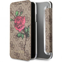 Guess 4G Flower Desire Book pouzdro pro iPhone X - hnědé