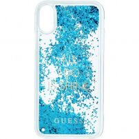 Guess Liquid Glitter zadní kryt pro iPhone X - modrý