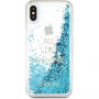 Guess Liquid Glitter zadní kryt pro iPhone X - modrý