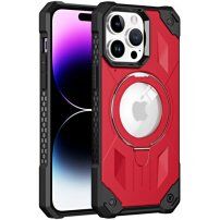 Super odolný kryt s MagSafe a výklopným stojánkem pro iPhone 13 Pro Max - červený