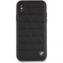 BMW Hexagon Hard kožené pouzdro pro iPhone X - černé