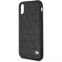 BMW Hexagon Hard kožené pouzdro pro iPhone X - černé