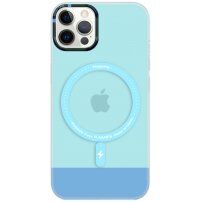 Průsvitný kryt s MagSafe pro iPhone 12 Pro Max - modrý