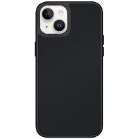 Kožený kryt s pokoveným rámečkem pro iPhone 14 - černý