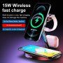 WS41 3v1 magnetický bezdrátový stojánek se světlem pro iPhone / Apple Watch / AirPods a Lightning konektorem - 15W - černý