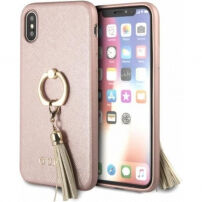 Guess Saffiano Ring pouzdro pro iPhone X - růžové