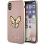Guess Saffiano Butterfly kryt pro iPhone X - růžovozlatý