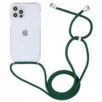 Transparentní kryt se šňůrkou pro iPhone 15 Pro - tmavě zelený