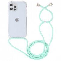 Transparentní kryt se šňůrkou pro iPhone 15 Pro Max - tyrkysový