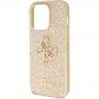 Guess Fixed Glitter 4G Metal Logo třpytivý kryt pro iPhone 15 Pro Max - zlatý