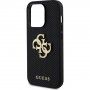 Guess Perforated 4G Glitter Metal Logo kryt pro iPhone 14 Pro Max - černý