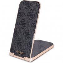 Guess 4G Pattern Aluminium 2v1 stolní bezdrátová magnetická nabíječka pro iPhone / AirPods - černá