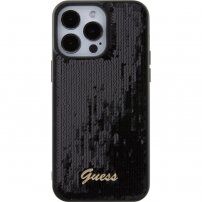 Guess Sequin Script Logo kryt s flitry pro iPhone 15 Pro Max - černý