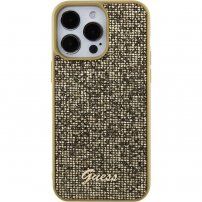 Guess Square Mirror Script Logo kryt pro iPhone 15 Pro Max - zlatý