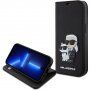 Karl Lagerfeld Saffiano Karl and Choupette NFT flipové pouzdro pro iPhone 15 - černé