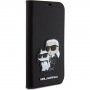 Karl Lagerfeld Saffiano Karl and Choupette NFT flipové pouzdro pro iPhone 15 - černé
