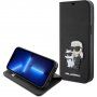 Karl Lagerfeld Saffiano Karl and Choupette NFT flipové pouzdro pro iPhone 15 Plus - černé